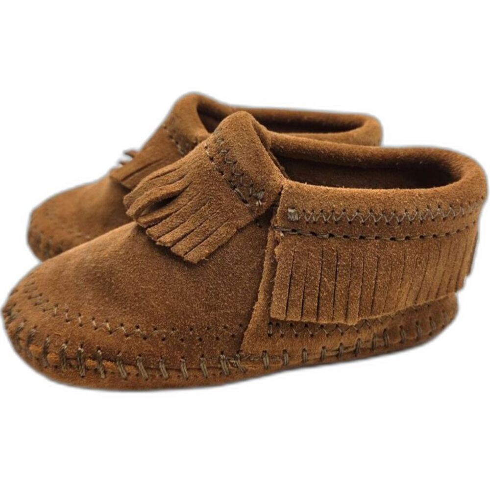 Minnetonka Toddler Size 6 Brown Suede Leather Fringe Moccasin Shoes NWT
